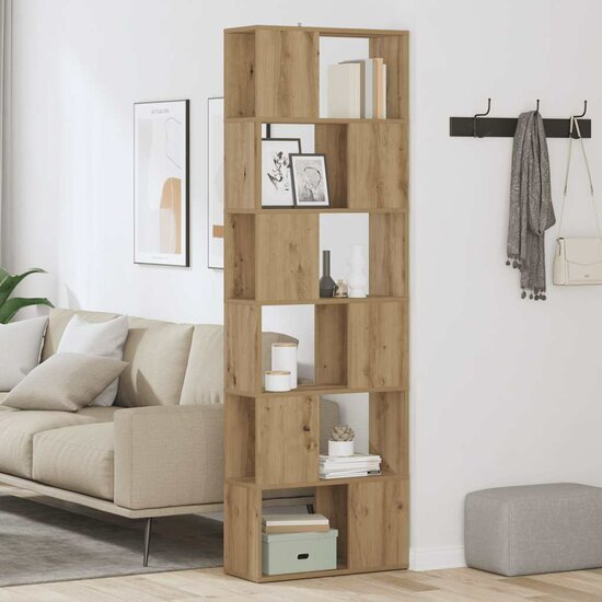 Boekenkast/kamerscherm 60x24x186 cm artisanaal eikenkleur
