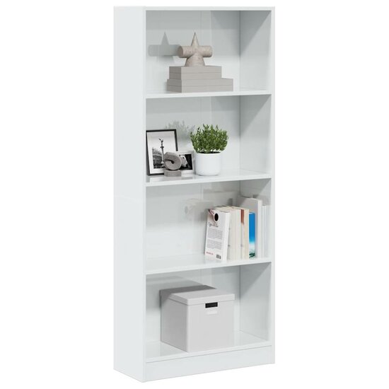 Boekenkast 60X24X Bewerkt Hout Hoogglans Wit 60 cm 143 cm