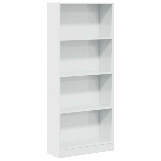 Boekenkast 60X24X Bewerkt Hout Hoogglans Wit 60 cm 143 cm