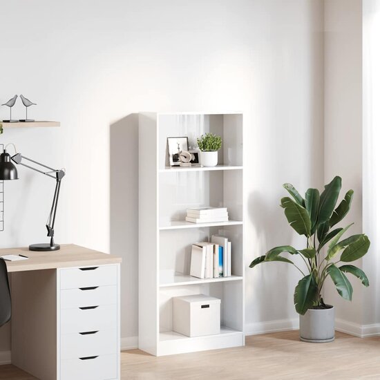 Boekenkast 60X24X Bewerkt Hout Hoogglans Wit 60 cm 143 cm