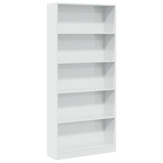 Boekenkast 80x24x176 cm bewerkt hout hoogglans wit