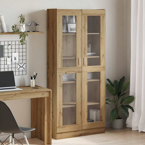 Hoge Kast 82,5X30,5X Bewerkt Hout Artisanaal Eikenkleur 185 cm artisanaal eikenkleurig