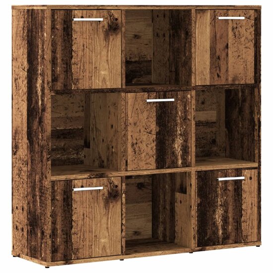 Boekenkast 90X28X90 Cm Bewerkt Hout Kleurig Oud hout