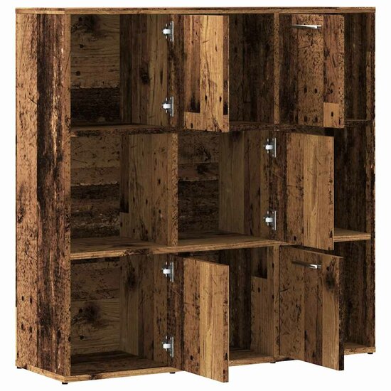Boekenkast 90X28X90 Cm Bewerkt Hout Kleurig Oud hout