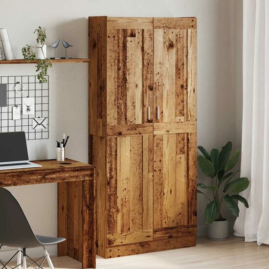 Hoge Kast 82,5X30,5X Bewerkt Hout Kleurig 185 cm Oud hout