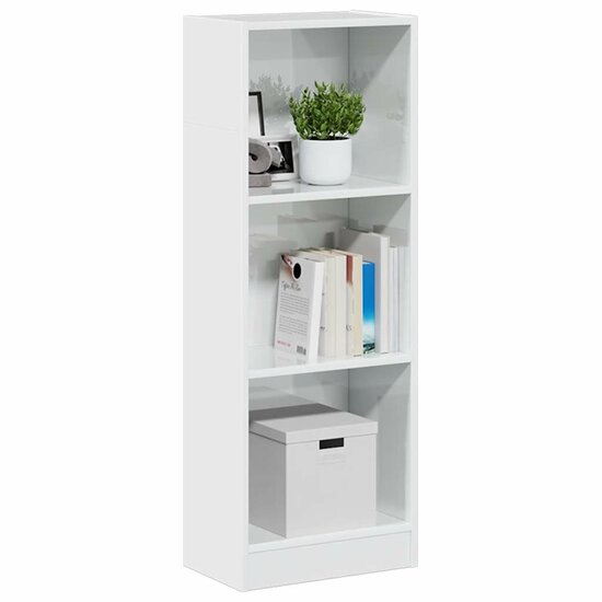 Boekenkast 40x24x109 cm bewerkt hout hoogglans wit