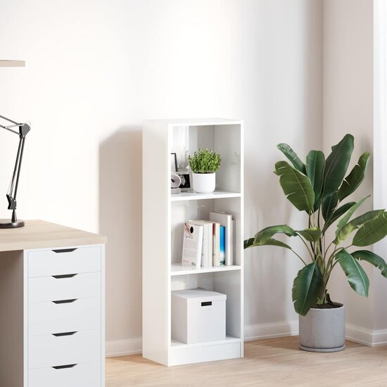 Boekenkast 40x24x109 cm bewerkt hout hoogglans wit
