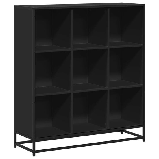 Boekenkast 97,5X33X107,5 Cm Bewerkt Hout En Metaal 97.5 x 33 x 107.5 cm Zwart