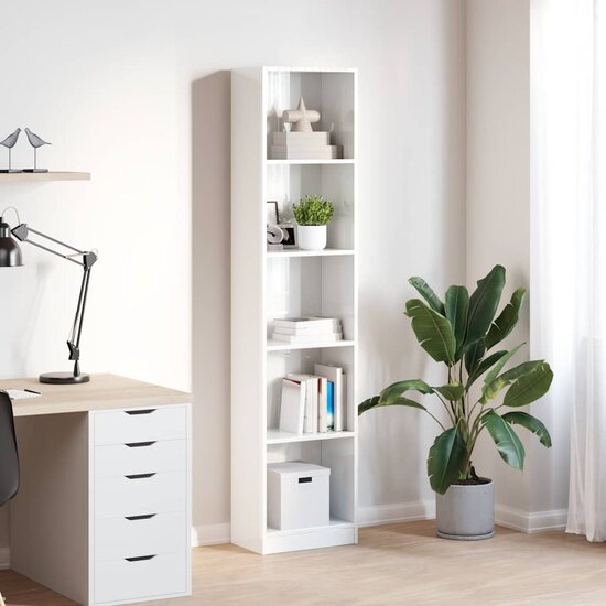 Boekenkast 40X24X Bewerkt Hout Hoogglans Wit 40 cm 176 cm