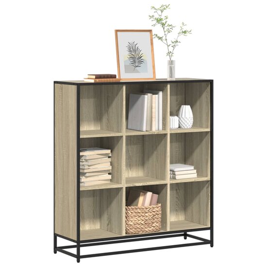 Boekenkast 97,5X33X107,5 Cm Bewerkt Hout En Metaal 97.5 x 33 x 107.5 cm Sonoma eiken