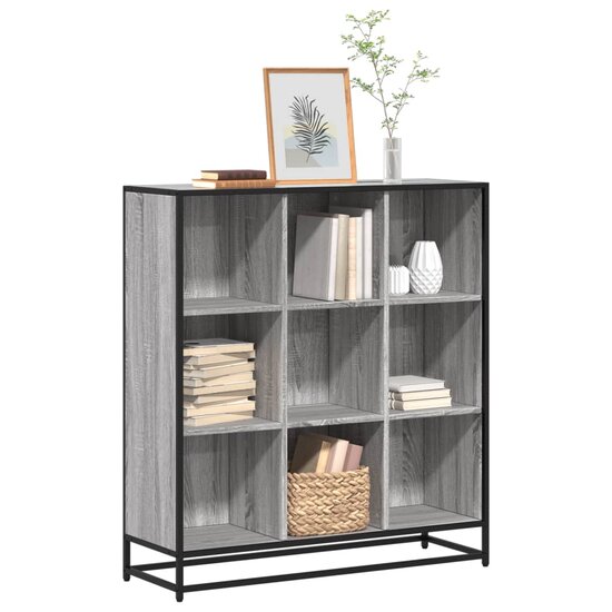 Boekenkast 97,5X33X107,5 Cm Bewerkt Hout En Metaal 97.5 x 33 x 107.5 cm Grijs sonoma