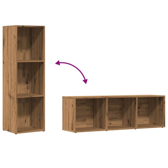 Boekenkast Bewerkt Hout Artisanaal Eikenkleur 36 x 30 x 114 cm artisanaal eikenkleurig