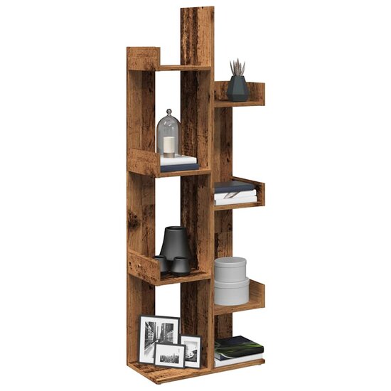 Boekenkast 48X25,5X140 Cm Bewerkt Hout Kleurig Oud hout