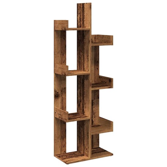Boekenkast 48X25,5X140 Cm Bewerkt Hout Kleurig Oud hout