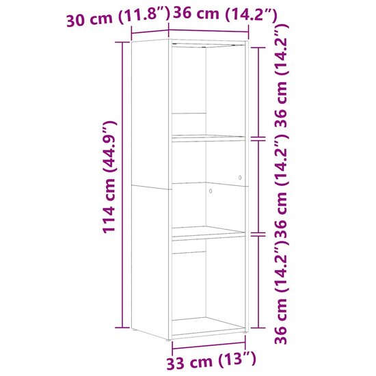 Boekenkast Bewerkt Hout Kleurig 36 x 30 x 114 cm Oud hout