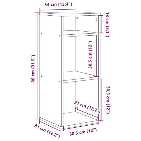 Boekenkast Bewerkt Hout Kleurig 34 x 31 x 80 cm Gerookt eiken