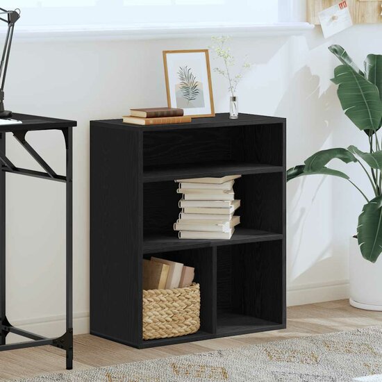 Boekenkast 60X30X71,5 Cm Bewerkt Hout 60 x 30 x 71.5 cm Zwart
