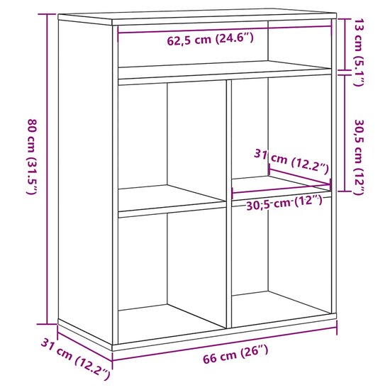Boekenkast Bewerkt Hout Kleurig 66 x 31 x 80 cm Gerookt eiken