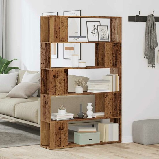 Boekenkast/kamerscherm 100x24x155 cm oud houtkleurig