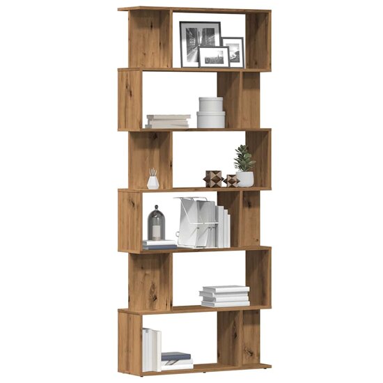 Boekenkast 80X24X192 Cm Bewerkt Hout Artisanaal Eikenkleur artisanaal eikenkleurig