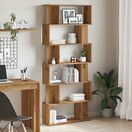 Boekenkast 80X24X192 Cm Bewerkt Hout Artisanaal Eikenkleur artisanaal eikenkleurig