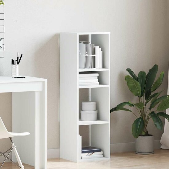 Boekenkast 34x31x112 cm bewerkt hout wit