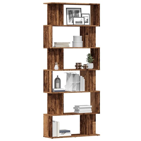 Boekenkast 80X24X192 Cm Bewerkt Hout Kleurig Oud hout