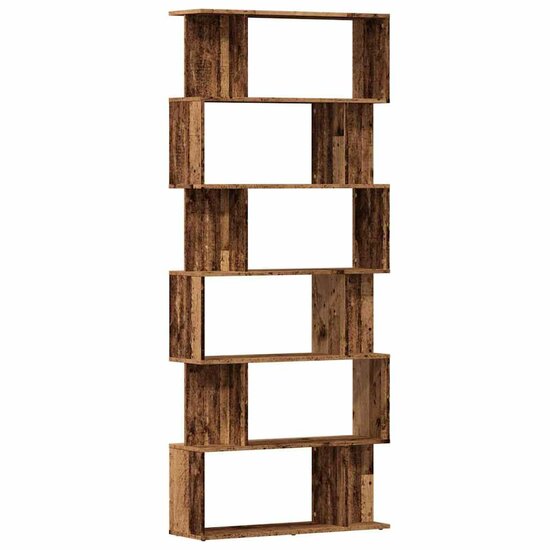Boekenkast 80X24X192 Cm Bewerkt Hout Kleurig Oud hout