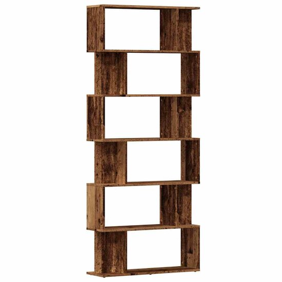 Boekenkast 80X24X192 Cm Bewerkt Hout Kleurig Oud hout
