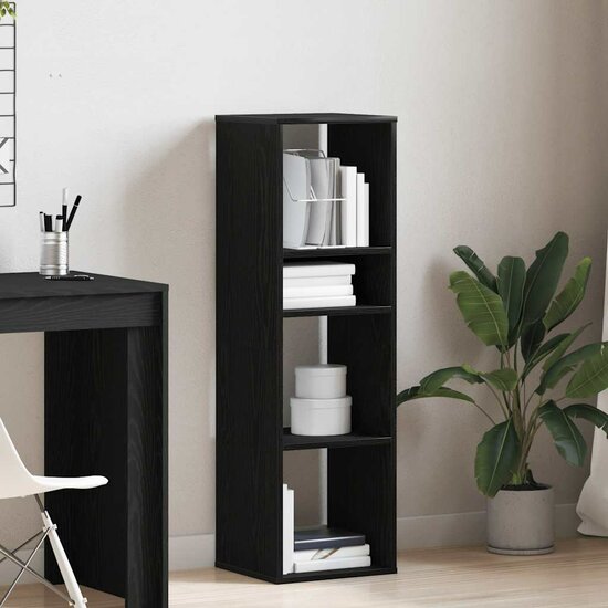 Boekenkast Bewerkt Hout 34 x 31 x 112 cm Zwart