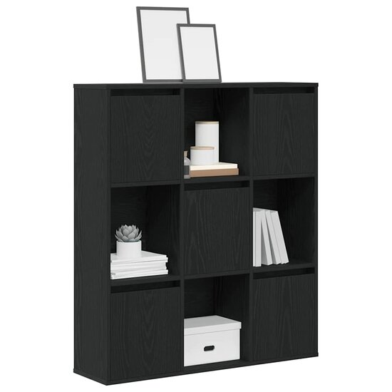 Boekenkast 89X24X101,5 Cm Bewerkt Hout Eikenkleurig Zwart 89 cm 101.5 cm