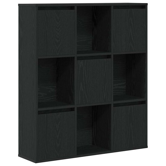 Boekenkast 89X24X101,5 Cm Bewerkt Hout Eikenkleurig Zwart 89 cm 101.5 cm