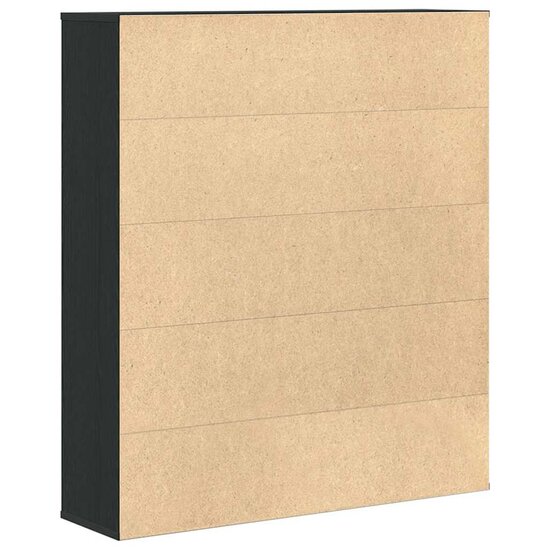 Boekenkast 89X24X101,5 Cm Bewerkt Hout Eikenkleurig Zwart 89 cm 101.5 cm