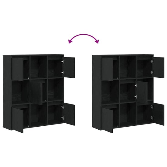 Boekenkast 89X24X101,5 Cm Bewerkt Hout Eikenkleurig Zwart 89 cm 101.5 cm