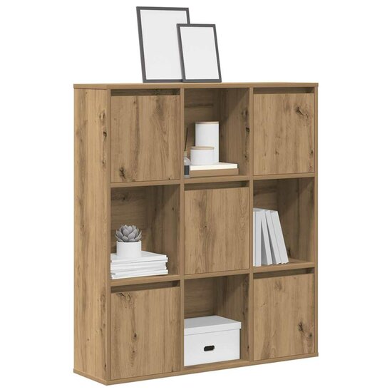 Boekenkast 89X24X101,5 Cm Bewerkt Hout Artisanaal Eikenkleurig 89 cm 101.5 cm