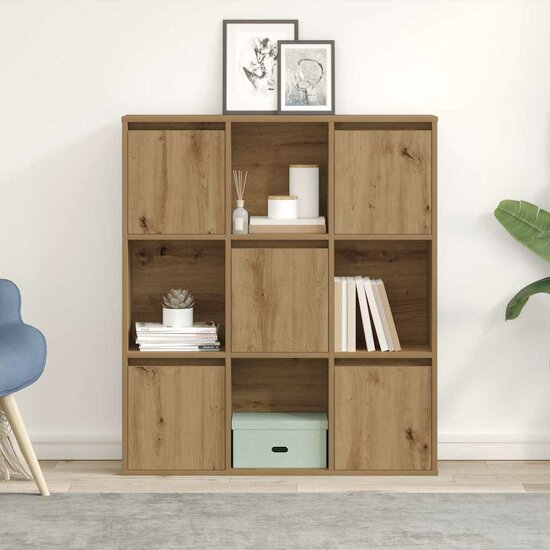 Boekenkast 89X24X101,5 Cm Bewerkt Hout Artisanaal Eikenkleurig 89 cm 101.5 cm