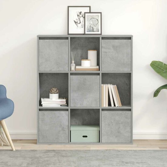 Boekenkast 89X24X101,5 Cm Bewerkt Hout Betongrijs 89 cm 101.5 cm
