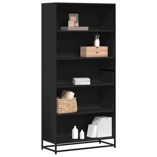 Boekenkast 80,5X35X170,5 Cm Bewerkt Hout Zwart 80.5 cm 170.5 cm