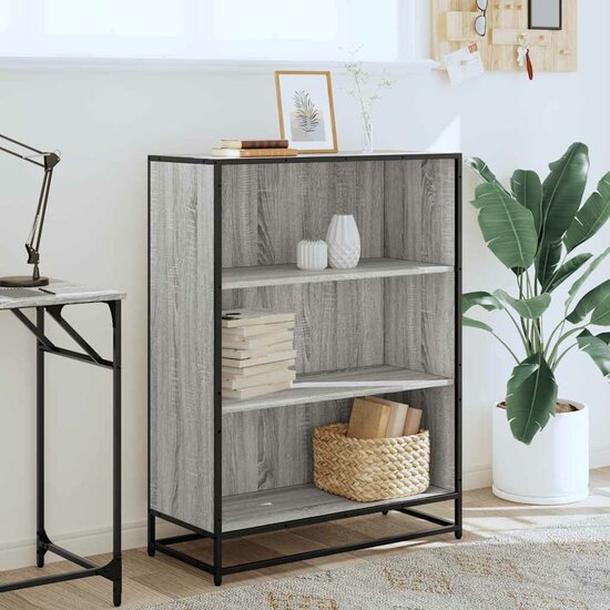 Boekenkast 80,5X35X107,5Cm Bewerkt Hout Eikenkleur Grijs Sonoma 80.5 cm 107.5 cm