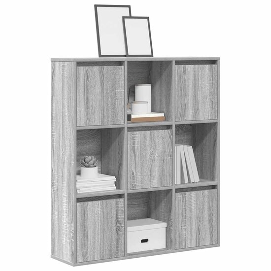 Boekenkast 89X24X101,5 Cm Bewerkt Hout Eikenkleur Grijs Sonoma 89 cm 101.5 cm