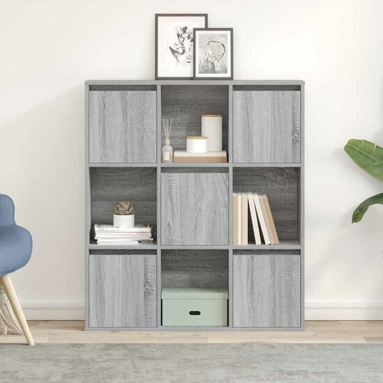 Boekenkast 89X24X101,5 Cm Bewerkt Hout Eikenkleur Grijs Sonoma 89 cm 101.5 cm
