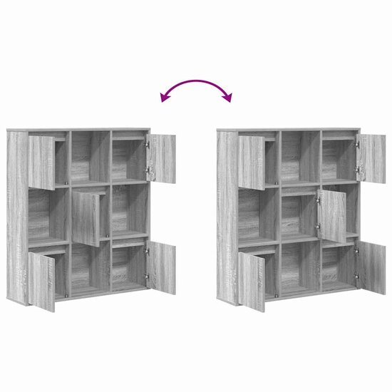 Boekenkast 89X24X101,5 Cm Bewerkt Hout Eikenkleur Grijs Sonoma 89 cm 101.5 cm