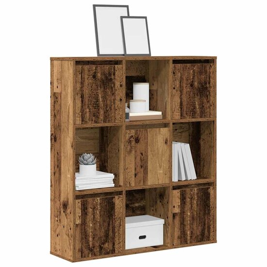 Boekenkast 89X24X101,5 Cm Bewerkt Hout Kleurig Oud Hout 89 cm 101.5 cm