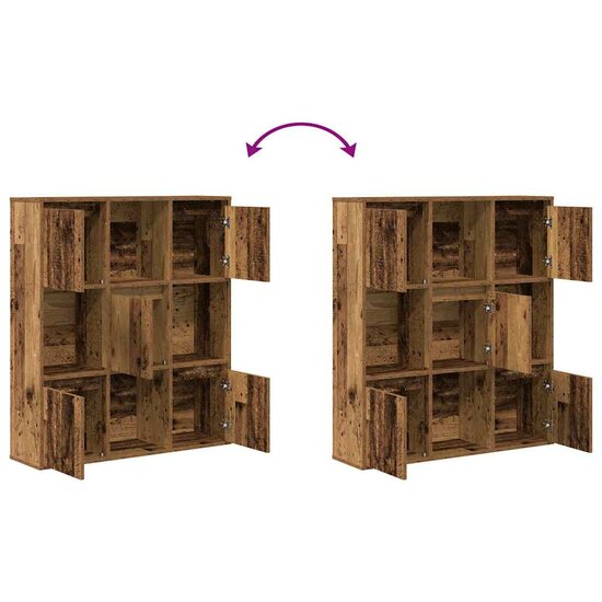 Boekenkast 89X24X101,5 Cm Bewerkt Hout Kleurig Oud Hout 89 cm 101.5 cm