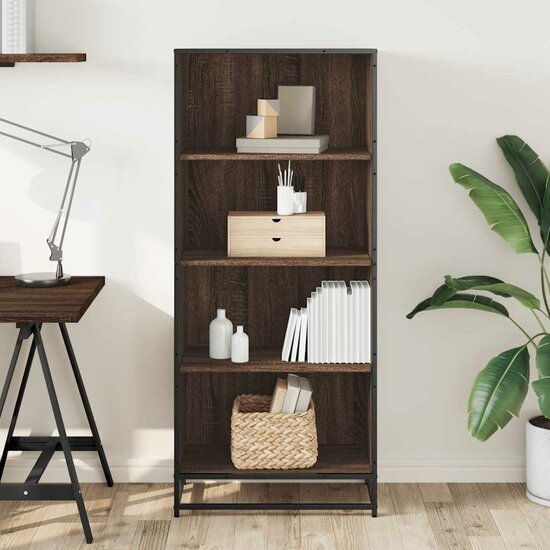 Boekenkast 60x35x139 cm bewerkt hout bruin eikenkleurig