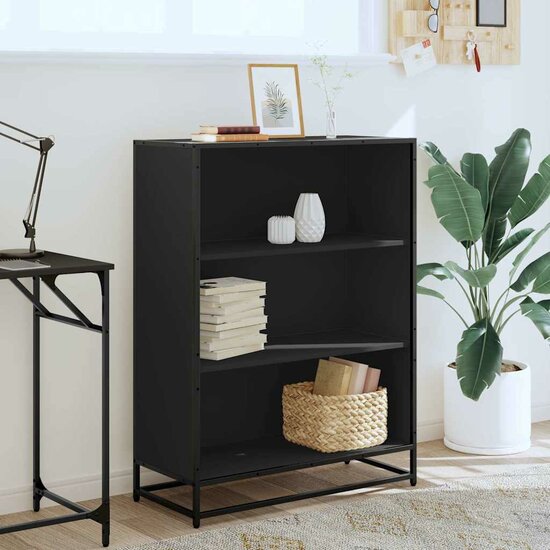 Boekenkast 80,5x35x107,5 cm bewerkt hout zwart
