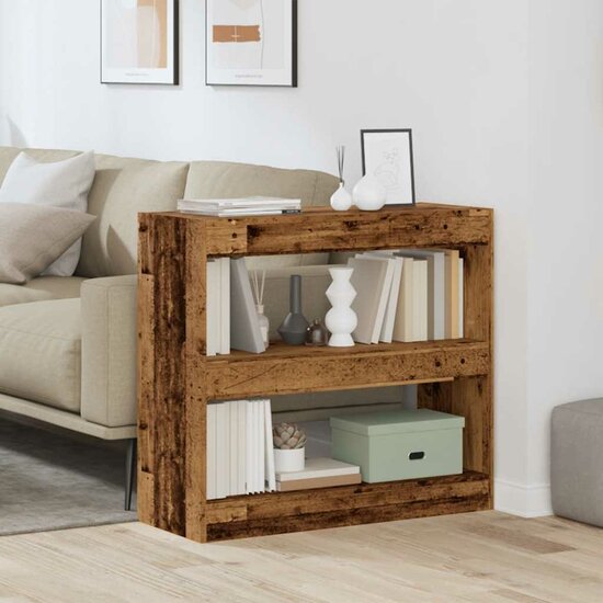 Boekenkast/kamerscherm 80x30x72 cm oud houtkleurig