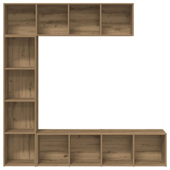 Boekenkasten 3 st bewerkt hout artisanaal eikenkleur