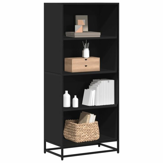 Boekenkast 60X35X Bewerkt Hout Zwart 60 cm 139 cm
