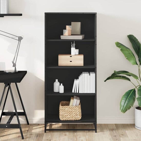 Boekenkast 60X35X Bewerkt Hout Zwart 60 cm 139 cm